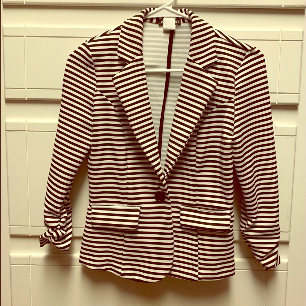 Women’s Black and White Striped Blazer
